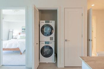 Washer and dryer near bedroom at Second & B Street, California, 94901
